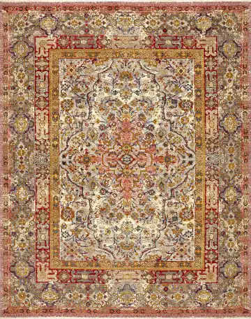 Ковёр Bliss 14888 — белый и красный, с медальоном