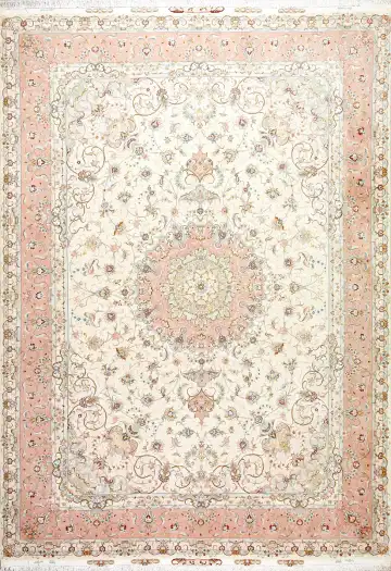 Ковёр Тебриз 1517 — кремовый и жёлтый, с медальоном