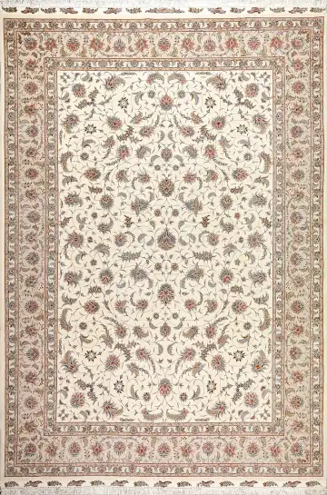 Ковёр Тебриз 1530 — кремовый и красный, с медальоном
