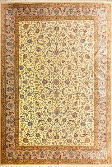 Ковёр Кум 1534 — жёлтый и красный, растительный рисунок