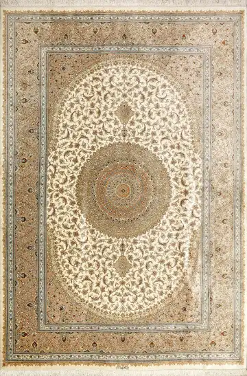 Ковёр Кум 1544 — белый и красный, растительный рисунок