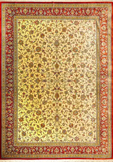 Ковёр Кум 1548 — красный и жёлтый, растительный рисунок