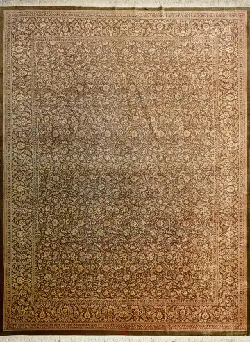 Ковёр Кум 1570 — коричневый и кремовый, растительный рисунок
