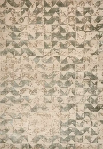 Ковёр Dazzle 15187 — кремовый и зелёный, геометрический рисунок