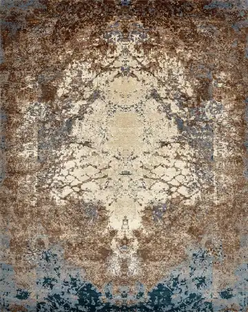 Ковёр Dazzle 15201 — коричневый и синий, с медальоном