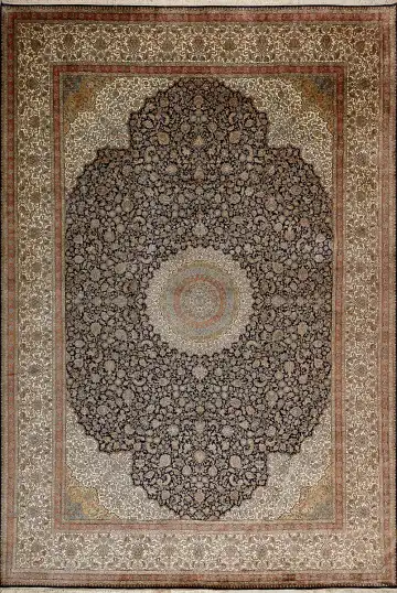 Ковёр Кашмир 15207 — кремовый и чёрный, с медальоном