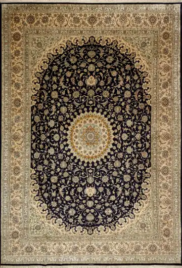 Ковёр Кашмир 15209 — коричневый и чёрный, с медальоном