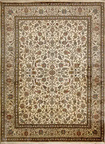 Ковёр Кашмир 15210 — кремовый и коричневый, растительный рисунок