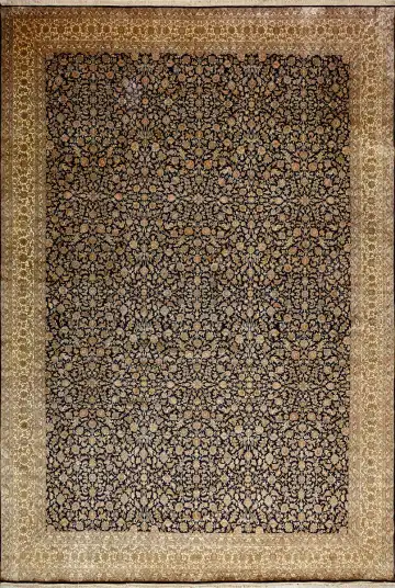 Ковёр Кашмир 15211 — чёрный и кремовый, растительный рисунок
