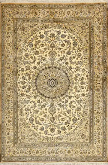 Ковёр Кашмир 15217 — кремовый и коричневый, с медальоном
