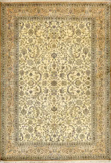 Ковёр Кашмир 15218 — кремовый и коричневый, растительный рисунок