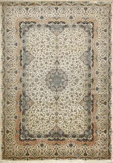 Ковёр Кашмир 15220 — кремовый и чёрный, растительный рисунок