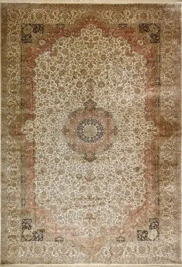 Ковёр Кашмир 15222 — кремовый и коричневый, растительный рисунок