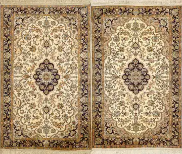 Ковёр Кашмир 15227 — кремовый и чёрный, с медальоном