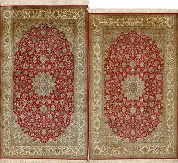 Ковёр Кашмир 15228 — красный и кремовый, с медальоном