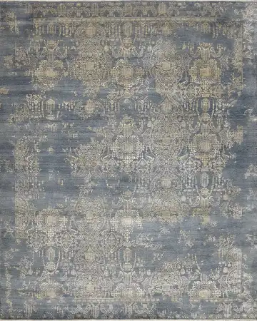 Ковёр Pearl 15309 — синий и голубой, с медальоном