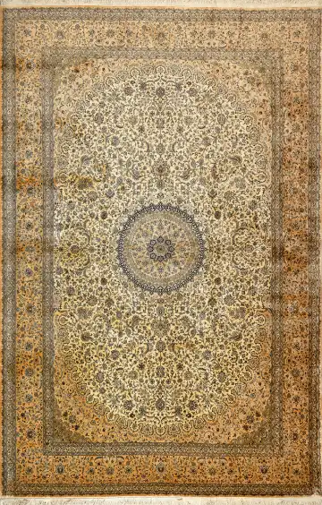 Ковёр Кашмир 15323 — кремовый и коричневый, с медальоном