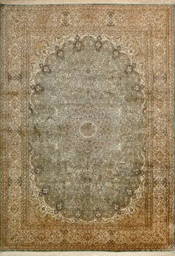 Ковёр Кашмир 15326 — кремовый и коричневый, с медальоном