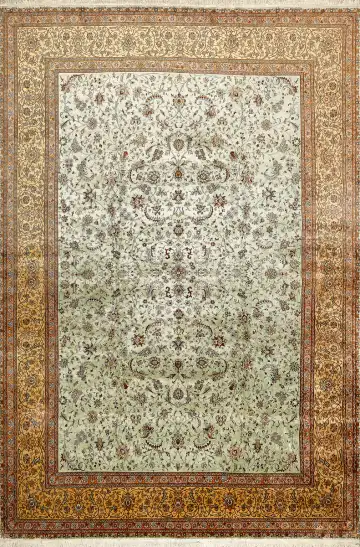 Ковёр Кашмир 15328 — кремовый и коричневый, восточный орнамент