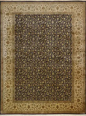 Ковёр Кашмир 15331 — чёрный и кремовый, восточный орнамент