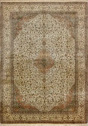 Ковёр Кашмир 15335 — кремовый и коричневый, с медальоном