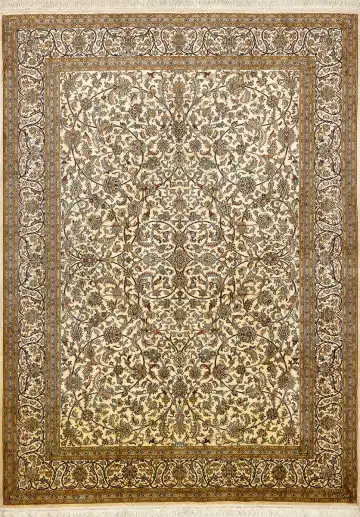 Ковёр Кашмир 15348 — кремовый и коричневый, восточный орнамент