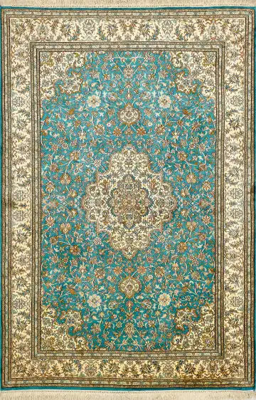 Ковёр Кашмир 15350 — бирюзовый и кремовый, с медальоном