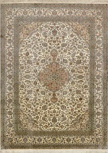 Ковёр Кашмир 15351 — кремовый и коричневый, с медальоном