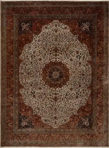 Ковёр Агра 15411 — красный и кремовый, с медальоном