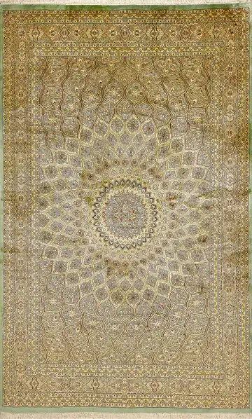 Ковёр Кашмир 15422 — кремовый и коричневый, с медальоном