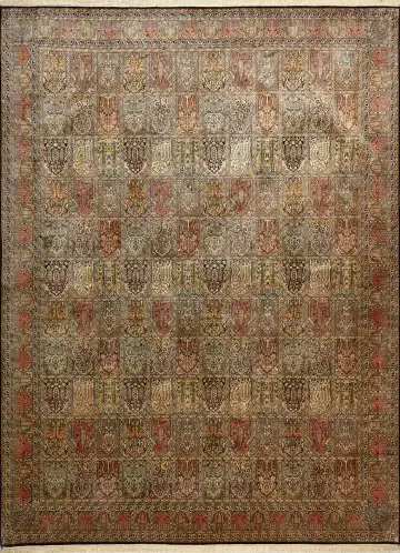 Ковёр Кашмир 15427 — бежевый и красный, геометрический рисунок