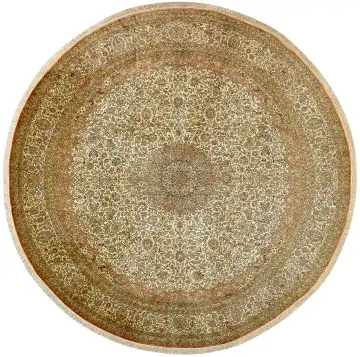 Ковёр Кашмир 15430 — кремовый и коричневый, с медальоном