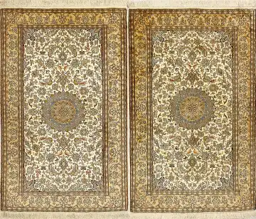 Ковёр Кашмир 15434 — кремовый и коричневый, с медальоном
