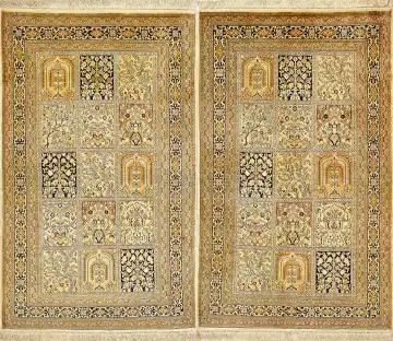 Ковёр Кашмир 15439 — кремовый и чёрный, геометрический рисунок