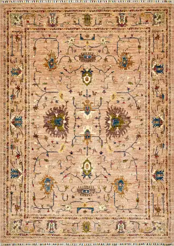 Ковёр Suzani 15507 — кремовый и красный, восточный орнамент
