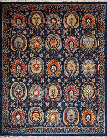 Ковёр Suzani 15510 — оранжевый и голубой, с медальоном