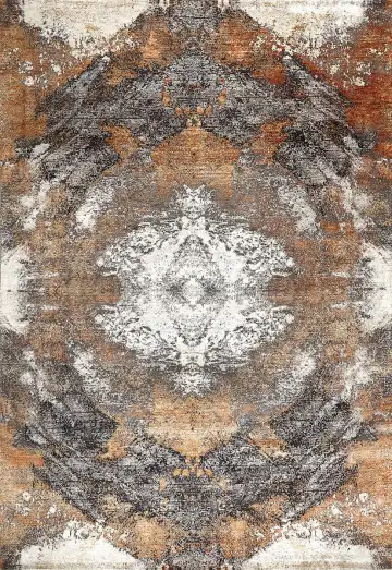 Ковёр Dazzle 15562 — оранжевый и серый, восточный орнамент