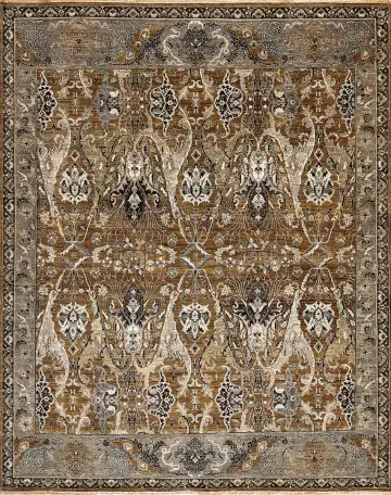Ковёр Bidjar 15598 — коричневый и белый, восточный орнамент