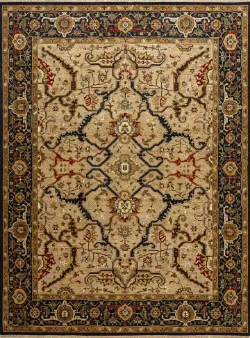 Ковёр Агра 15737 — кремовый и коричневый, с медальоном