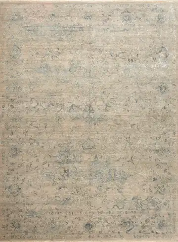 Ковёр Illusion 15769 — кремовый и голубой, растительный рисунок