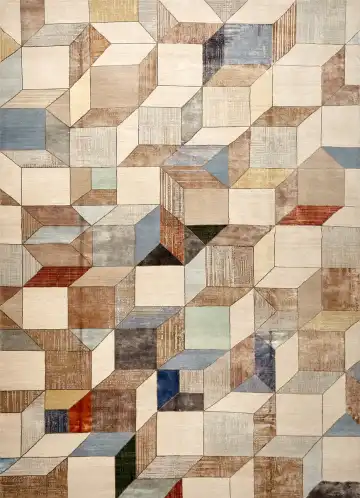 Ковёр Shape 15828 — кремовый и коричневый, пэчворк