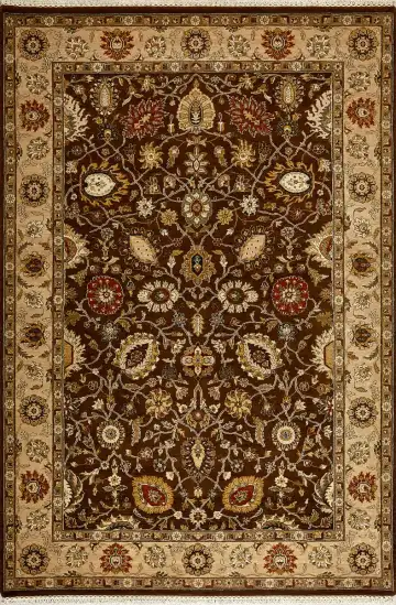 Ковёр Агра 15903 — коричневый и красный, с медальоном