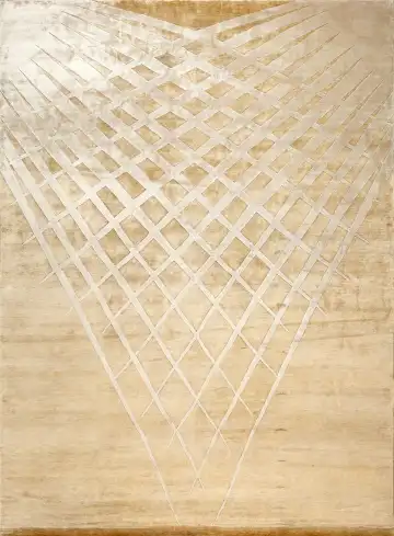 Ковёр Shape 15950 — бежевый и белый, геометрический рисунок