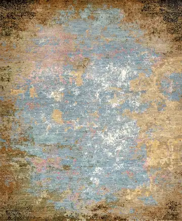 Ковёр Dazzle 15962 — голубой и золотистый, абстрактный рисунок