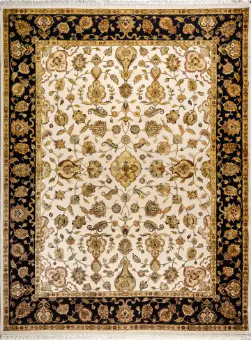 Ковёр Агра 1667 — кремовый и чёрный, растительный рисунок