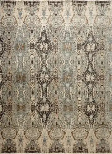 Ковёр Dazzle 16174 — кремовый и серый, с медальоном