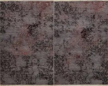 Ковёр Illusion 16190 — серый и чёрный, растительный рисунок