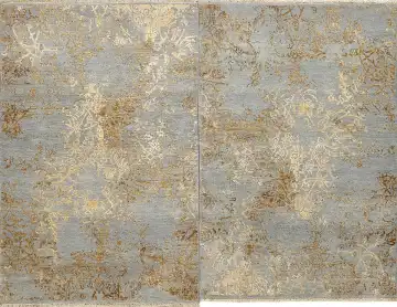 Ковёр Illusion 16196 — голубой и золотистый, винтажный рисунок