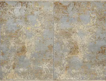 Ковёр Illusion 16198 — серый и золотистый, растительный рисунок