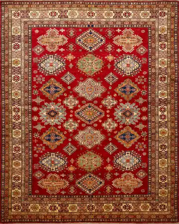 Ковёр Казах 16225 — красный и кремовый, с медальоном